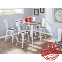 Lumisource CT-OR VW+E Oregon Industrial Counter Table in Vintage White and Espresso 